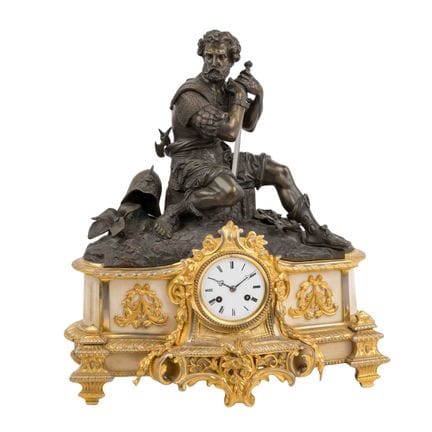 GRAN RELOJ DE PENDULA DE LUJO CON FIGURA DE GLADIA