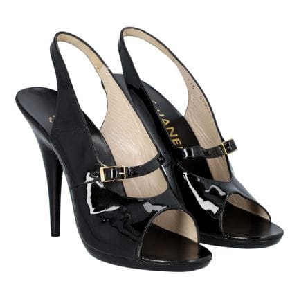 Sandales CHANEL VINTAGE, taille 39. Cuir verni noi
