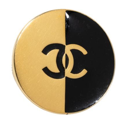 CHANEL VINTAGE Brooch, 1980s. Round brooch in two-