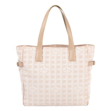 Sac cabas CHANEL, collection 2002/03. Tissu beige 