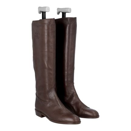 Bottes CHANEL VINTAGE, taille 39. Modèle en cuir m