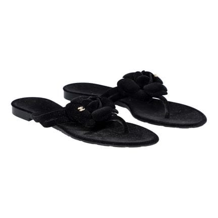Sandales CHANEL VINTAGE, taille 39. Modèle noir en