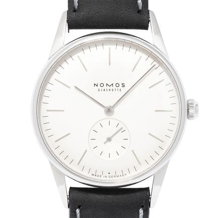 NOMOS Orion 型号 306，附原装表盒及证书，2011年款。不锈钢表壳，透明表底。搭载Al