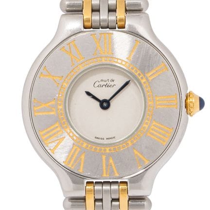 卡地亚（CARTIER）must 21 型号 9011 女士腕表，约90年代。  不锈钢/镀金材质，