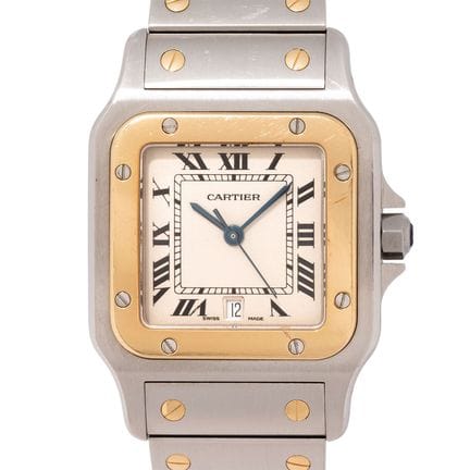 卡地亚（CARTIER）Santos Galbée 石英表，型号 187901。不锈钢表壳，配以18