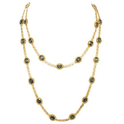 Collana con zaffiri blu-verdi per un totale di cir
