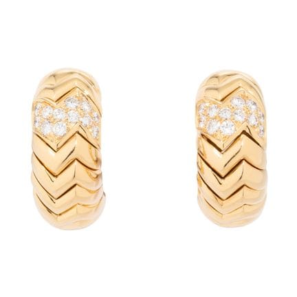 BULGARI: paio di orecchini a clip "Spiga" con 66 b