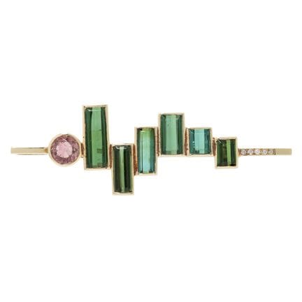 Ciondolo con tormaline  nei colori verde e rosa, d