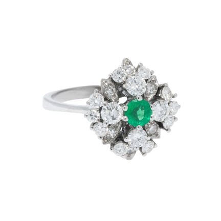 Ring mit Smaragd, rund facettiert, ca. 4 mm, 0,25 