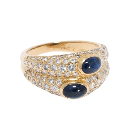 Anello CARTIER con 2 zaffiri a cabochon e brillant