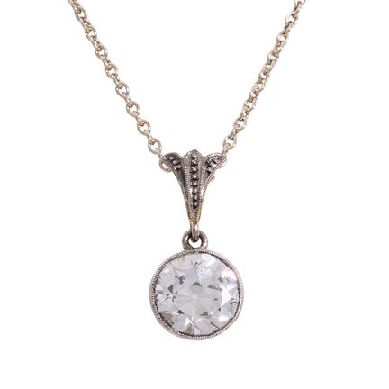 Ciondolo solitario con diamante da circa 1,2 ct,  