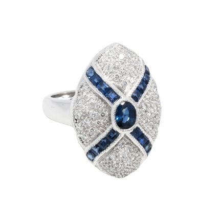 Ring mit Brillanten und Saphiren,  Brillanten zus.