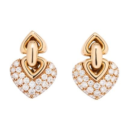 Orecchini BULGARI "Doppio Cuore" con brillanti per