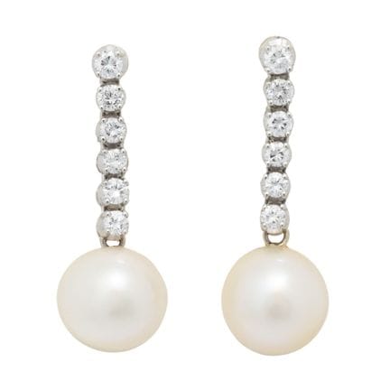 Ohrringe mit Perlen und Brillanten zus. ca. 0,6 ct