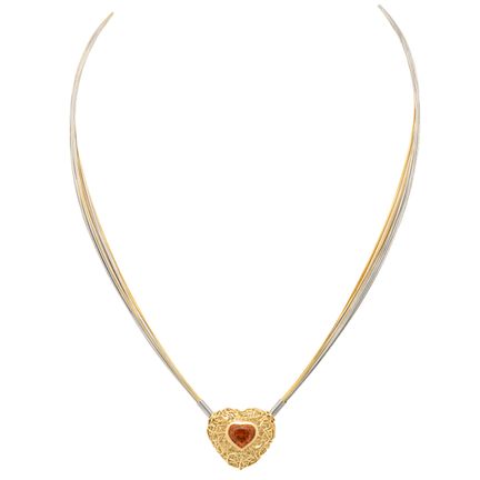 Collana e ciondolo "Cuore" con spessartina in tagl