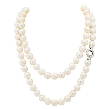 Collana sautoir con perle d'acqua dolce bianche, l