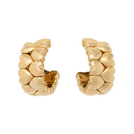 卡地亚（CARTIER）“双心”（Double Heart）耳夹对，带耳针，GG 18K，32.7 