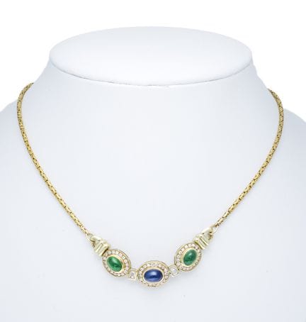 Emerald-Sapphire-Brilliant Necklace GG 585/000 fea