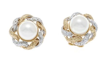 Pendientes de perlas Akoya GG/WG 585/000 con 2 per