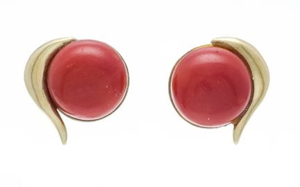 Boucles d'oreilles en corail GG 585/000 avec 2 bou