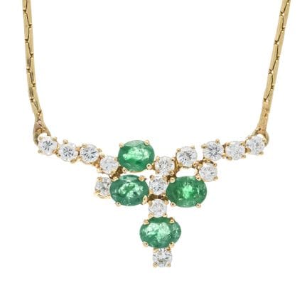 Emerald and Brilliant-Cut Necklace GG 750/000 with
