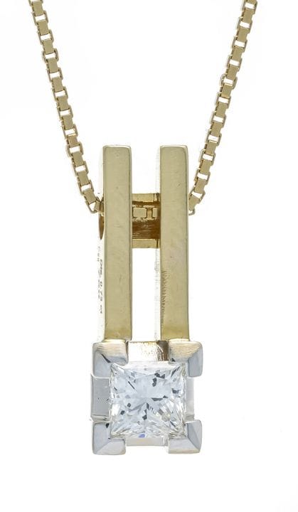 Princess-cut diamond pendant GG/WG 750/000 with a 