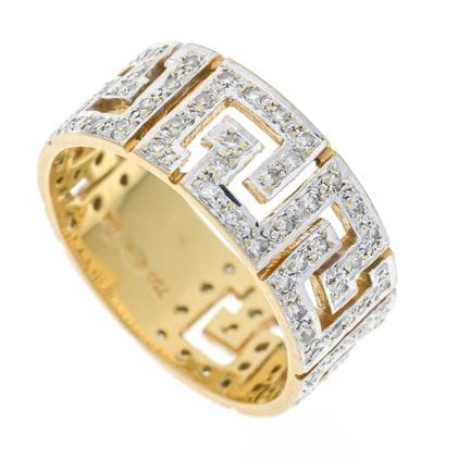 Anillo de diamantes con diseño de meandros en fili