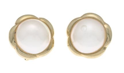 Pendientes de clip con perlas Mabé GG 585/000 con 