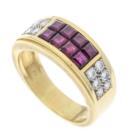 Cartier ruby and diamond ring GG 750/000 with 8 de