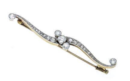 Jugendstil Brosche GG 585/000 ungest., gepr., mit 