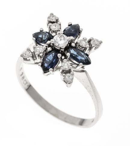 Anillo de zafiro y diamantes WG 585/000 con 4 zafi