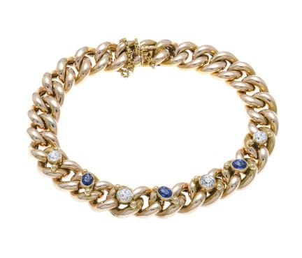 Bracelet à maillons en saphir et diamant, vers 192
