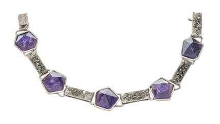 Amethyst bracelet, circa 1970, 800/000 silver, org