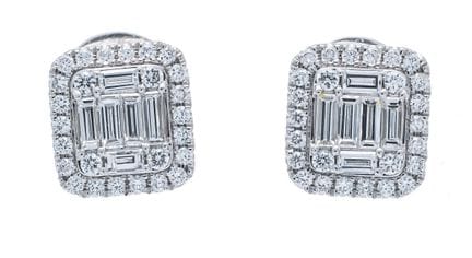 Diamond stud earrings WG 750/000 with 12 faceted d