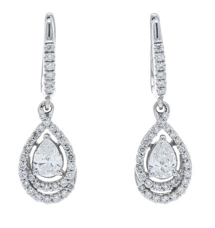 Diamond earrings WG 750/000 with 2 faceted Diamond