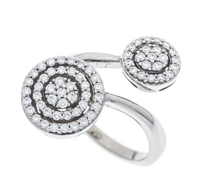 Modern, open-style Toi et Moi diamond ring, WG 585