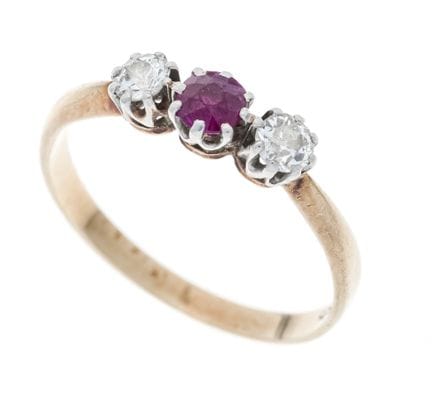 Ruby-Diamond Rivière Ring, circa 1920, GG/WG 585/0