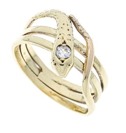 Snake Ring GG 585/000 with a vintage-cut diamond, 