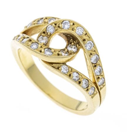 Brilliant-Cut Knot Ring GG 750/000 with 24 brillia