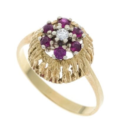 Bague en rubis et diamant GG/WG 585/000, sertie de
