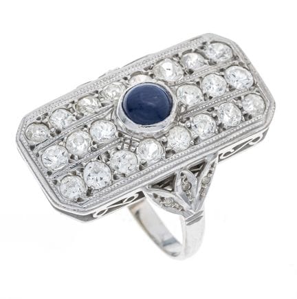 Art Deco ring, circa 1930, WG 585/000, unstamped, 
