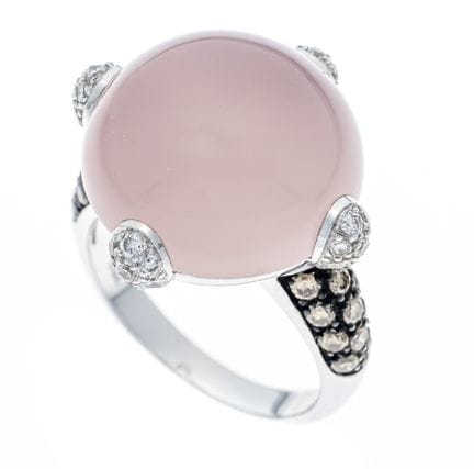 Bague en quartz rose et diamants WG 750/000, serti