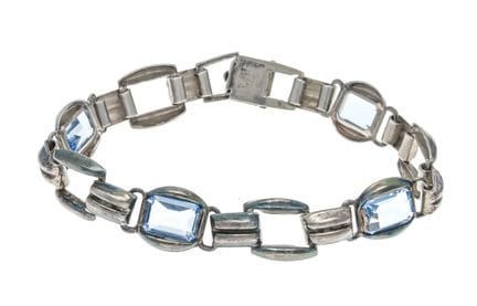 900/000 silver link bracelet with 4 blue synthetic