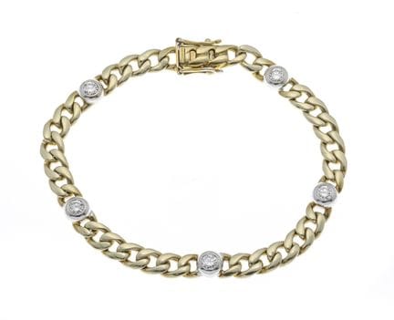 Bracelet maille gourmette serti de brillants GG/WG