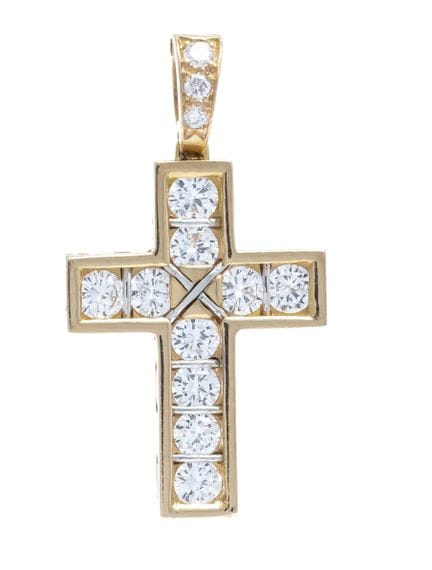 Cartier Brilliant Cross Pendant GG 750/000 with 13