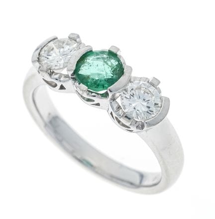 Anillo «Rivière» con esmeralda y brillantes, WG 58