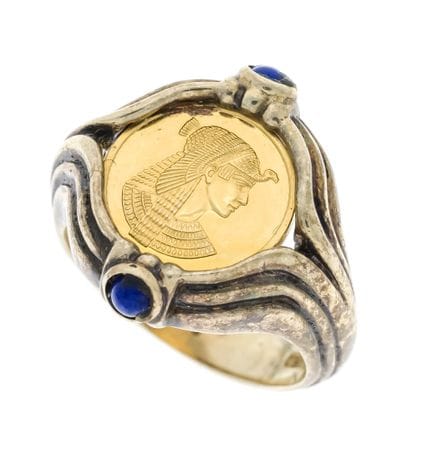 Bague-pièce en argent 925/000 sertie d'une pièce c