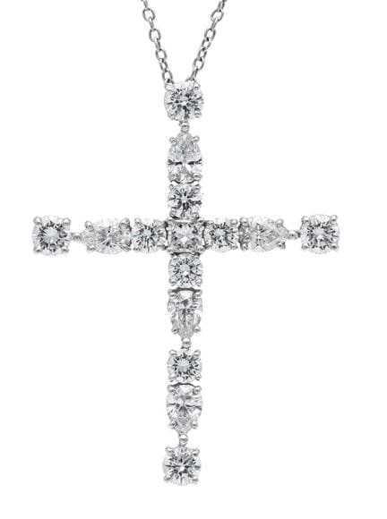 Brilliant Cross Pendant, 950/000 platinum, with 9 