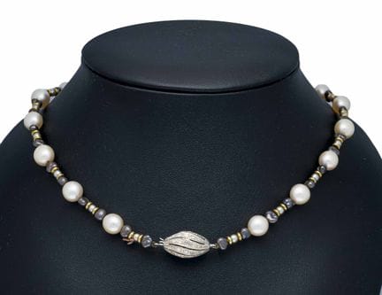Akoya Pearl Cocktail Necklace with an olive-shaped