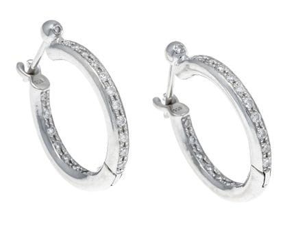 Pendientes de aro con diamantes WG 750/000 con 22 